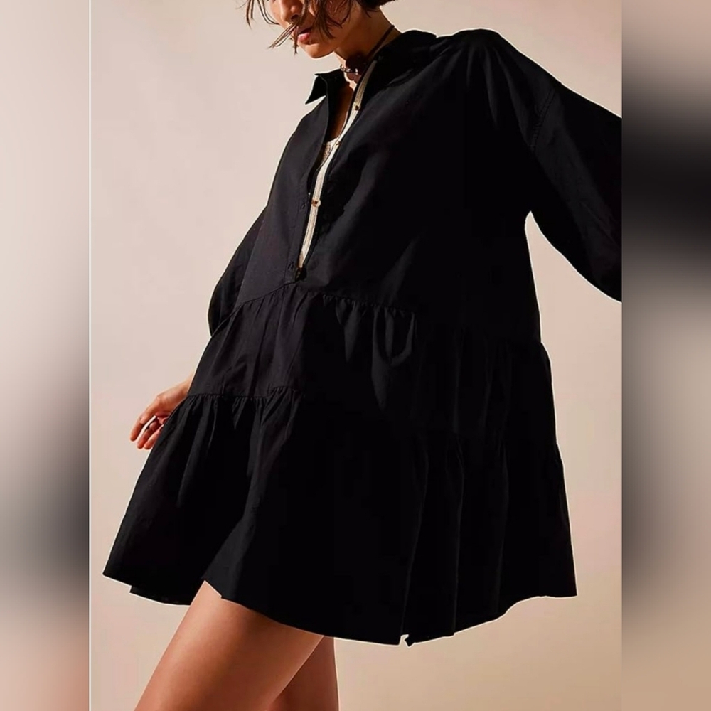 Free People Black Flowy Tiered Dress
